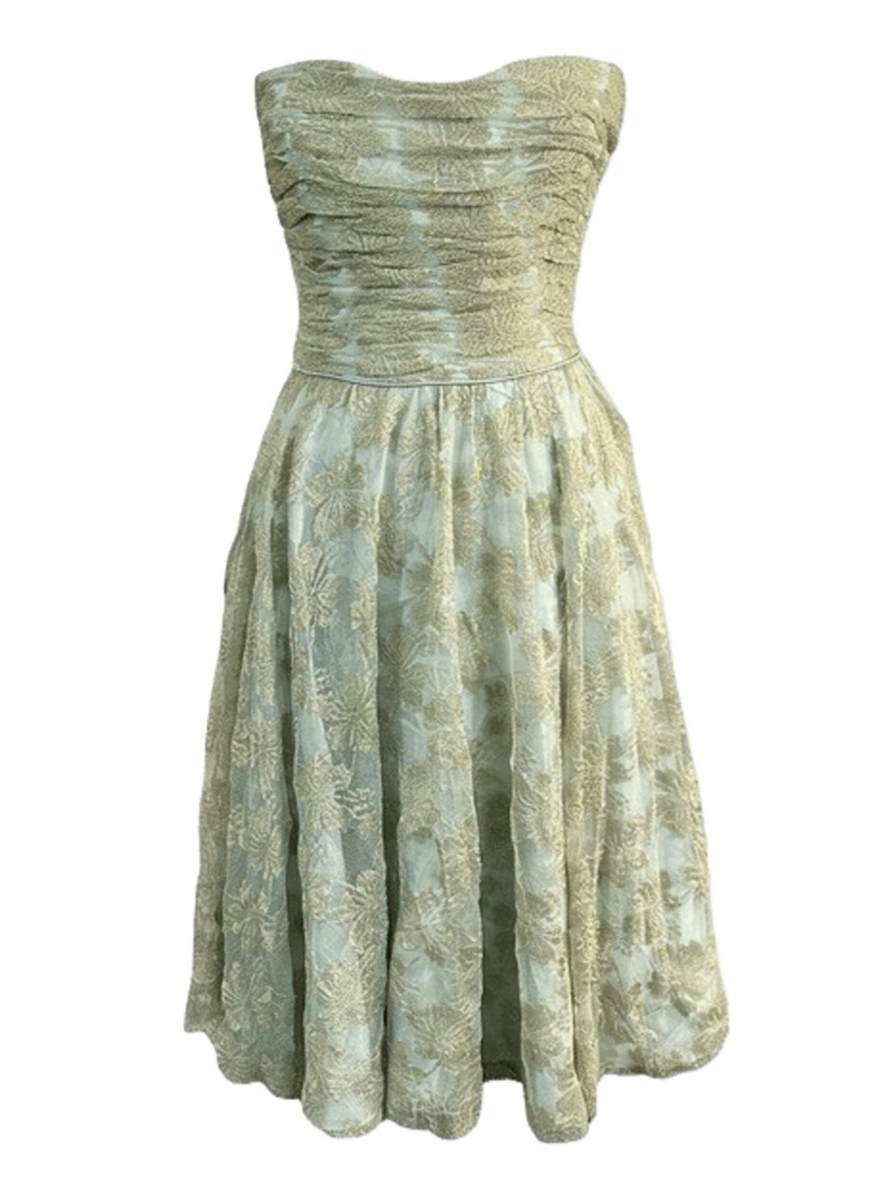 Vintage y2k Adrianna Strapless Metallic Lace Cupcake Dress 12